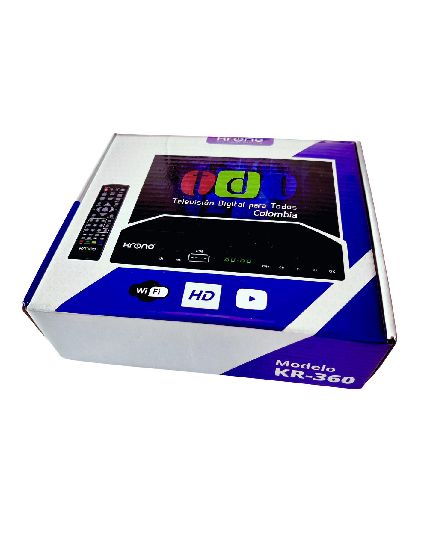 Decodificador TDT Krono KR-360 con WiFi y Puerto USB | Televisión Digital HD Colombia