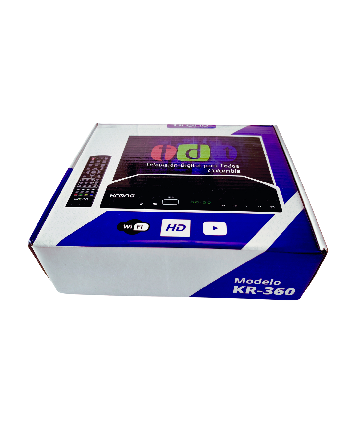 Decodificador TDT Krono KR-360 con WiFi y Puerto USB | Televisión Digital HD Colombia